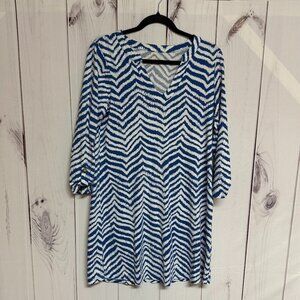 Lilly Pulitzer Rossmore Dress Women’s M Blue Zebron‎ Print EUC